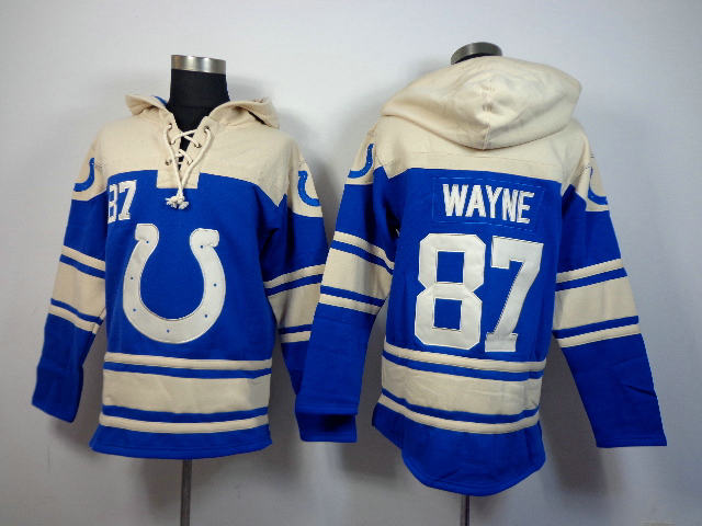 Indianapolis Colts 87 Reggie Wayne Lace-Up NFL Jersey Hoodies
