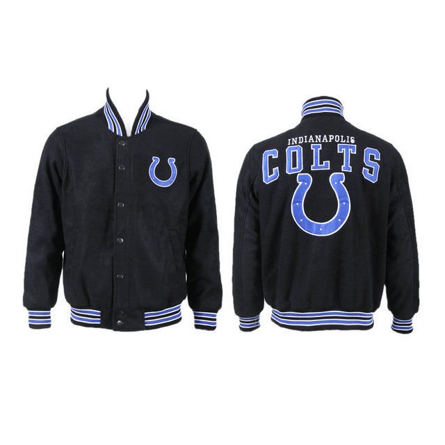 Indianapolis Colts Black Team Logo Suede NFL Jackets