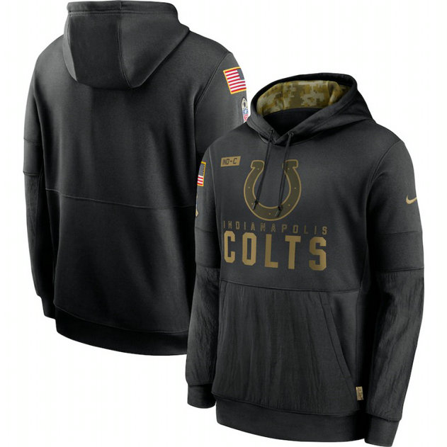 Indianapolis Colts Nike 2020 Salute to Service Sideline Performance Pullover Hoodie Black