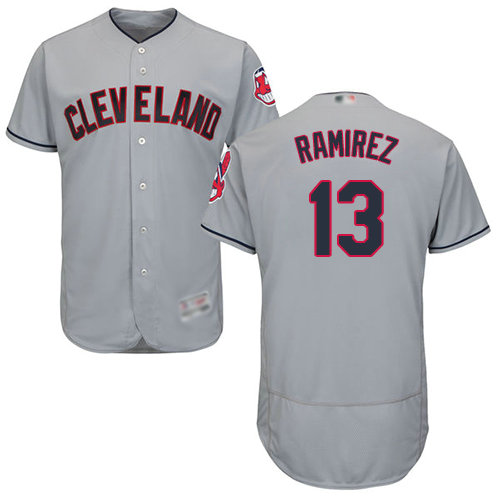 Indians #13 Hanley Ramirez Grey Flexbase Authentic Collection Stitched Baseball Jersey