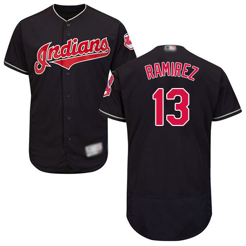 Indians #13 Hanley Ramirez Navy Blue Flexbase Authentic Collection Stitched Baseball Jersey
