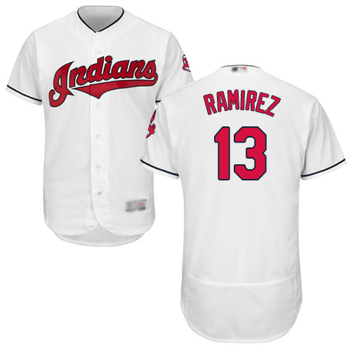 Indians #13 Hanley Ramirez White Flexbase Authentic Collection Stitched Baseball Jersey