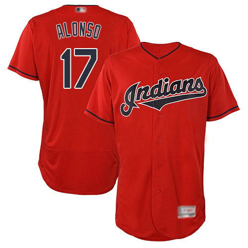Indians #17 Yonder Alonso Red Flexbase Authentic Collection Stitched Baseball Jersey