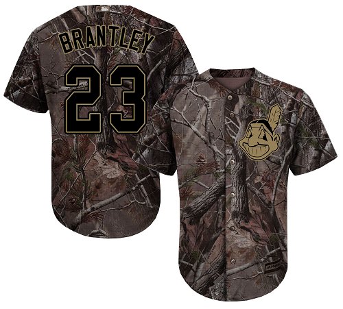Indians #23 Michael Brantley Camo Realtree Collection Cool Base Stitched Youth Baseball Jersey