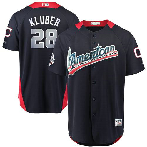 Indians #28 Corey Kluber Navy Blue 2018 All-Star American League Stitched Baseball Jersey