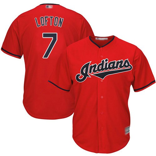 Indians #7 Kenny Lofton Red New Cool Base Stitched Baseball Jersey