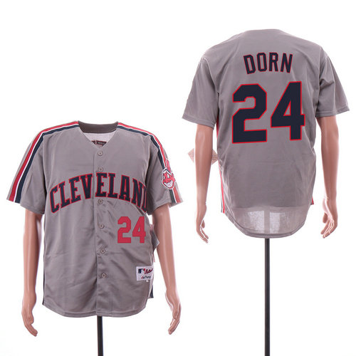 Indians 24 Roger Dorn Gray Turn Back The Clock Jersey