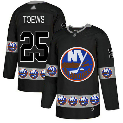 Islanders #25 Devon Toews Black Authentic Team Logo Fashion Stitched Hockey Jersey