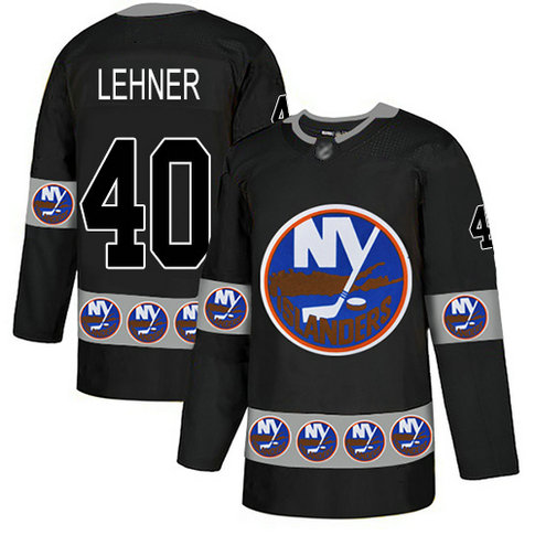 Islanders #40 Robin Lehner Black Authentic Team Logo Fashion Stitched Hockey Jersey