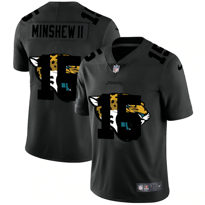 Jacksonville Jaguars #15 Gardner Minshew II Men's Nike Team Logo Dual Overlap Limited NFL Jersey Black