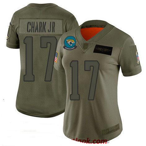 Jaguars #17 DJ Chark Jr Camo Women's Stitched Football Limited 2019 Salute to Service Jersey