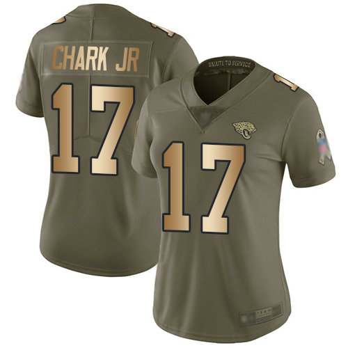 Jaguars #17 DJ Chark Jr Olive Gold Women's Stitched Football Limited 2017 Salute to Service Jersey