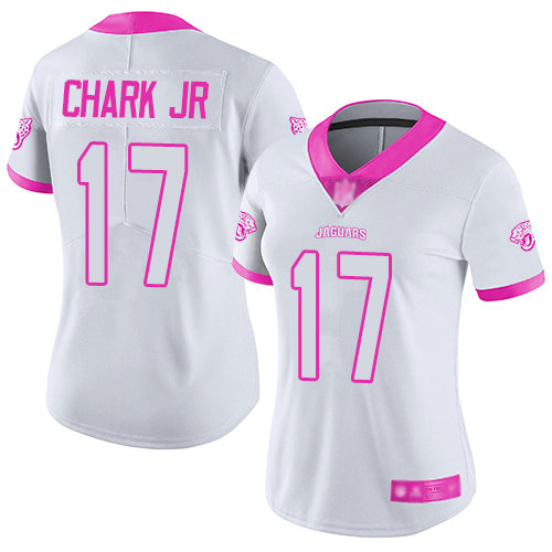 Jaguars #17 DJ Chark Jr White Pink Women's Stitched Football Limited Rush Fashion Jersey