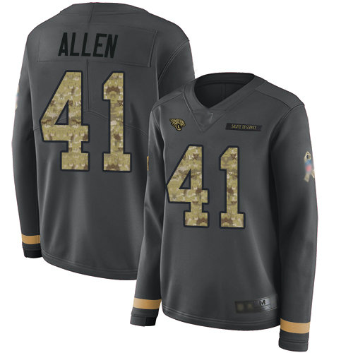 Jaguars #41 Josh Allen Anthracite Salute to Service Women's Stitched Football Limited Therma Long Sleeve Jersey