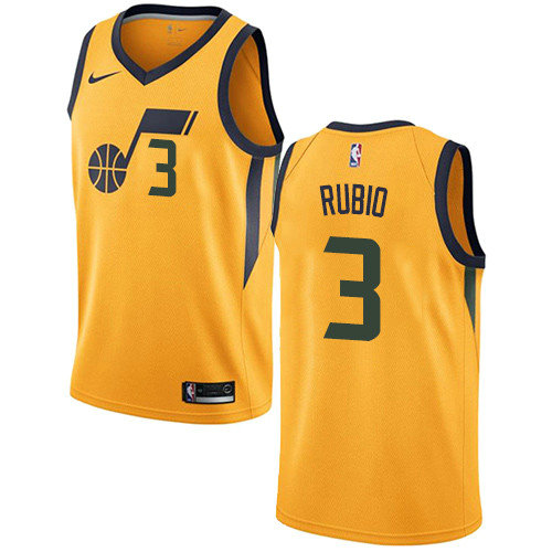 Jazz #3 Ricky Rubio Yellow Women's Basketball Swingman Statement Edition Jersey
