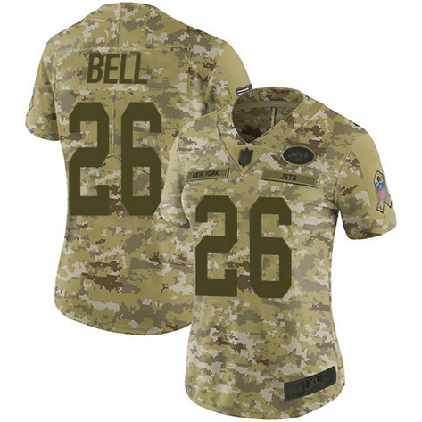 Jets #26 Le'Veon Bell Camo Women's Stitched Football Limited 2018 Salute to Service Jersey