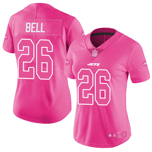 Jets #26 Le'Veon Bell Pink Women's Stitched Football Limited Rush Fashion Jersey