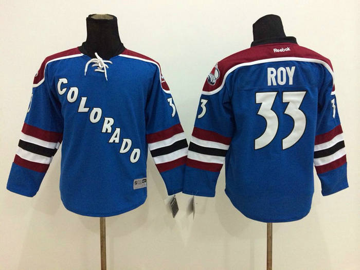 KID Colorado Avalanche 33 Patrick Roy blue jerseys
