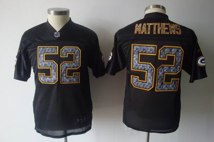 KIDS Green Bay Packers #52 Clav Matthews Black United Sideline jerseys