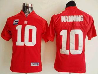 KIDS New York Giants #10 Eli Manning Red Jerseys With C Patch