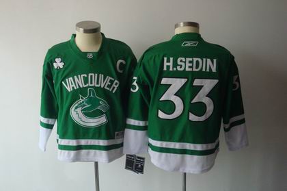 KIDS Vancouver Canucks  #33 H.Sedin green Jersey