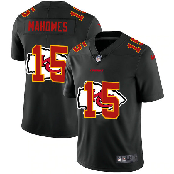 Kansas City Chiefs #15 Patrick Mahomes Men's Nike Team Logo Dual Overlap Limited NFL Jersey Black