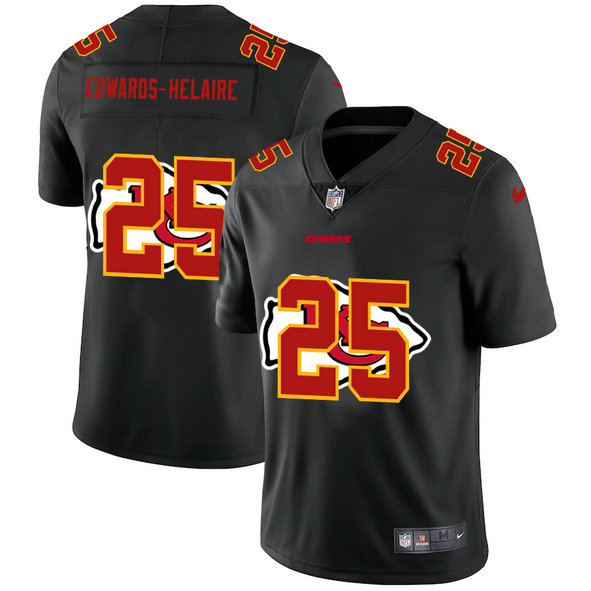 Kansas City Chiefs #25 Clyde Edwards-Helaire Men's Nike Team Logo Dual Overlap Limited NFL Jersey Black