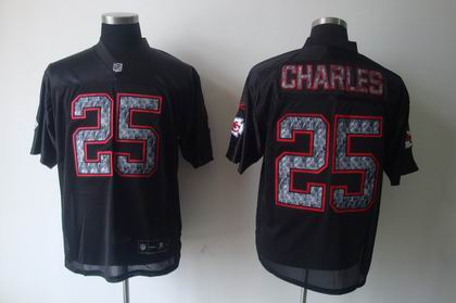 Kansas City Chiefs #25 Jamaal Charles BLACK SIDELINE UNITED Jerseys