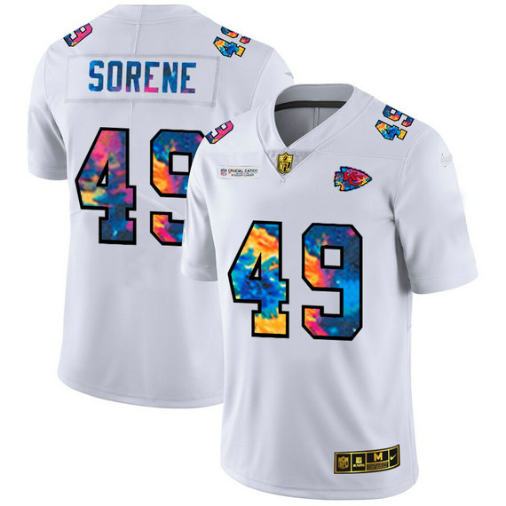 Kansas City Chiefs #49 Daniel Sorensen Men's White Nike Multi-Color 2020 NFL Crucial Catch Limited NFL Jersey