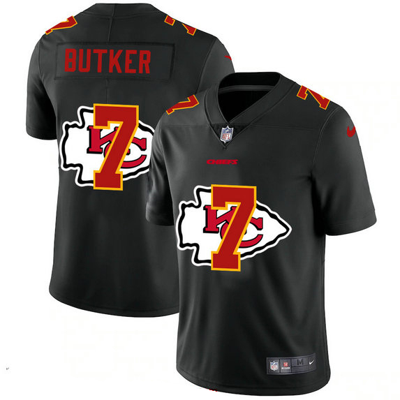 Kansas City Chiefs #7 Harrison Butker Men's Nike Team Logo Dual Overlap Limited NFL Jersey Black