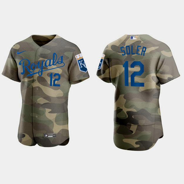Kansas City Royals #12 Jorge Soler Men's Nike 2021 Armed Forces Day Authentic MLB Jersey -Camo