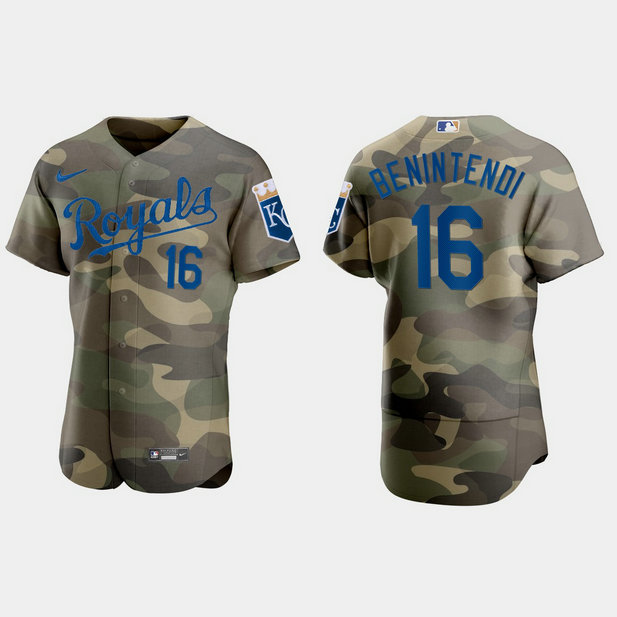 Kansas City Royals #16 Andrew Benintendi Men's Nike 2021 Armed Forces Day Authentic MLB Jersey -Camo