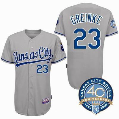 Kansas City Royals #23 Zach Greinke Cool Base Jersey 40th Anniversary Patch gray