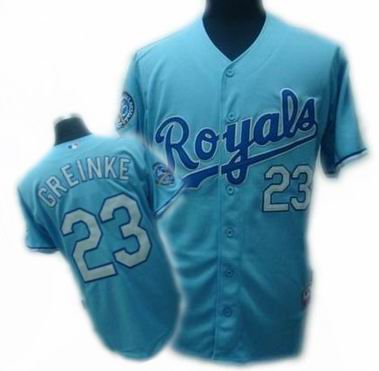 Kansas City Royals #23 Zach Greinke Jerseys 40th Anniversary Patch LT blue