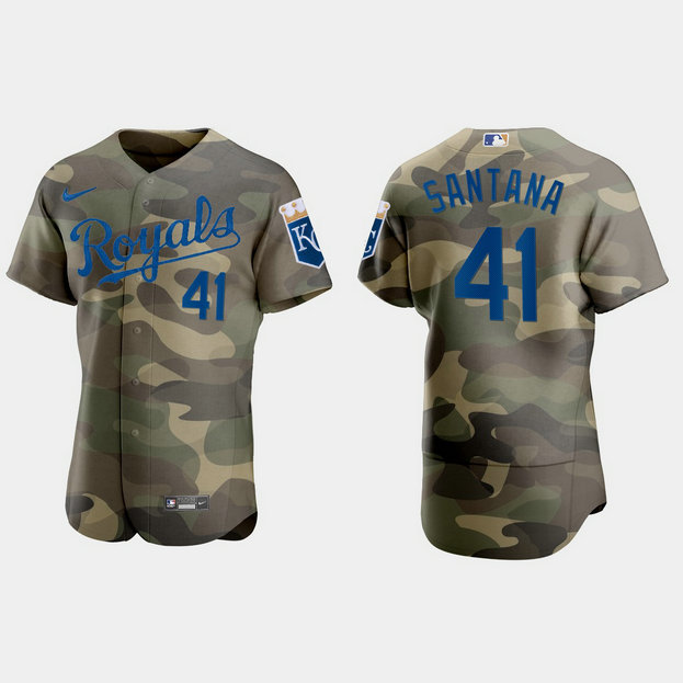 Kansas City Royals #41 Carlos Santana Men's Nike 2021 Armed Forces Day Authentic MLB Jersey -Camo