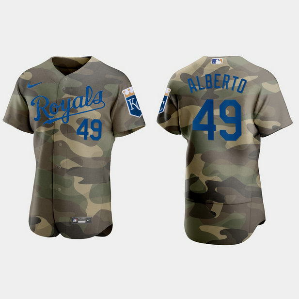 Kansas City Royals #49 Hanser Alberto Men's Nike 2021 Armed Forces Day Authentic MLB Jersey -Camo