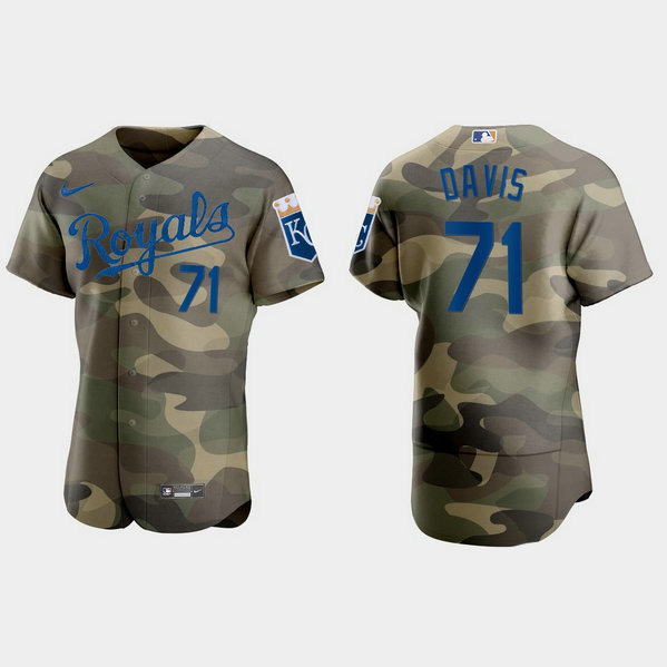 Kansas City Royals #71 Wade Davis Men's Nike 2021 Armed Forces Day Authentic MLB Jersey -Camo
