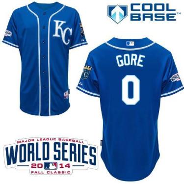 Kansas City Royals 0 Terrance Gore Blue Cool Base Baseball Jersey 2014 World Series Patch