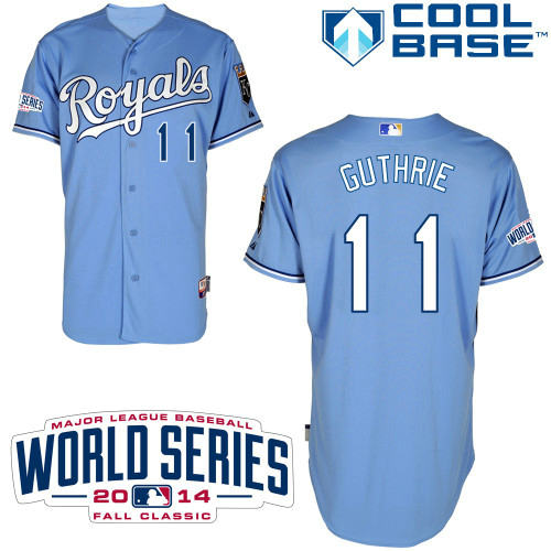 Kansas City Royals 11 GUTHRIE light Blue 2014 World Series Patch Stitched MLB Baseball Jersey