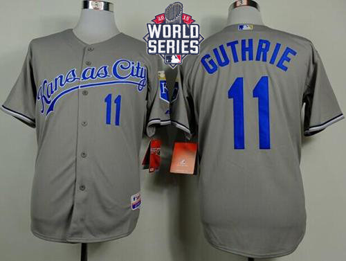 Kansas City Royals 11 Jeremy Guthrie Grey Cool Base 2015 World Series Patch MLB Jersey