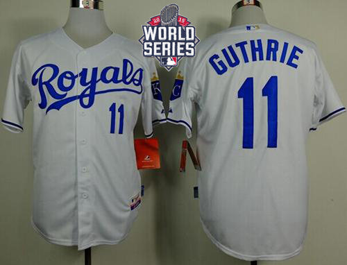 Kansas City Royals 11 Jeremy Guthrie White Cool Base 2015 World Series Patch MLB Jersey