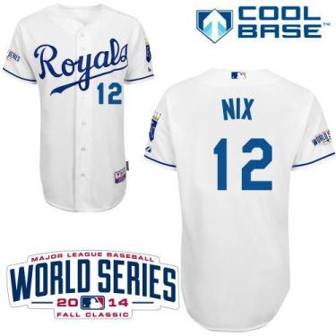 Kansas City Royals 12 Jayson Nix White Cool Base Stitched Baseball Jersey 2014 World Series Patch