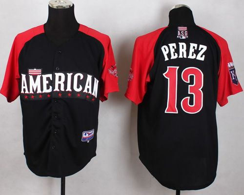 Kansas City Royals 13 Salvador Perez Black 2015 All-Star American League Baseball jersey