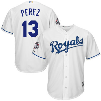 Kansas City Royals 13 Salvador Perez White 2015 World Series Champions Cool Base MLB Jersey