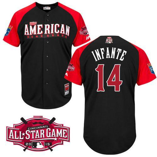 Kansas City Royals 14 Omar Infante Black 2015 All-Star American League Baseball Jersey