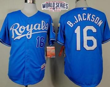 Kansas City Royals 16 Bo Jackson Blue Cool Base Stitched Baseball Jersey 2014 World Series Patch