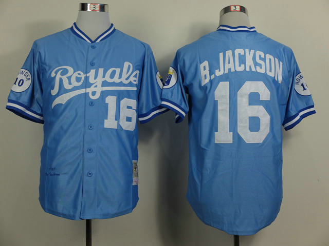 Kansas City Royals 16 Bo Jackson Light Blue 1987 throwback jerseys