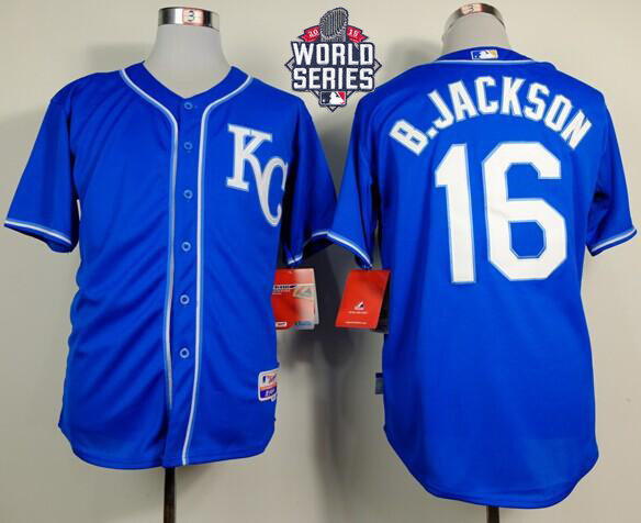 Kansas City Royals 16 Bo Jackson Light Blue Alternate Cool Base 2015 World Series Patch MLB Jersey(1)