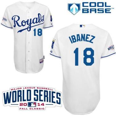 Kansas City Royals 18 Raul Ibanez White Cool Base Stitched Baseball Jersey 2014 World Series Patch