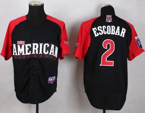 Kansas City Royals 2 Alcides Escobar Black 2015 All-Star American League Baseball jersey
